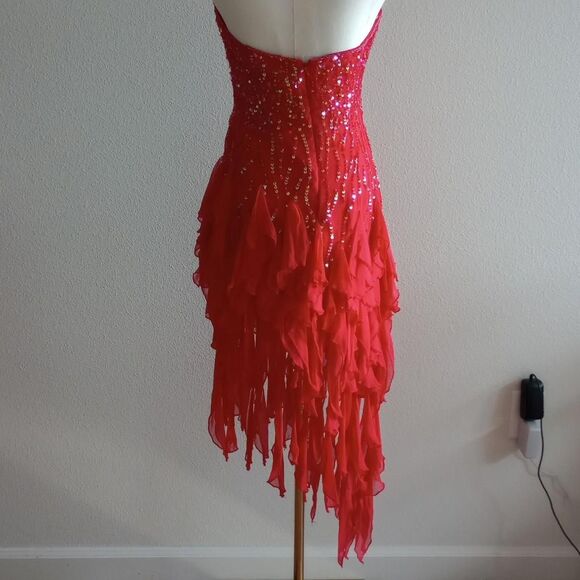 red fairy prom dress Sparkle Sequined Wine Red V-neck Mermaid Prom Dresses SH216 – SHEER FAIRY main image 0